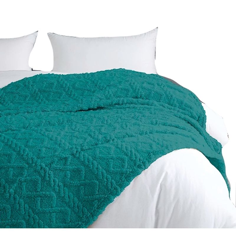 GENERICO - Frazada Jacquard / 2 plazas / con forro polar de sherpa