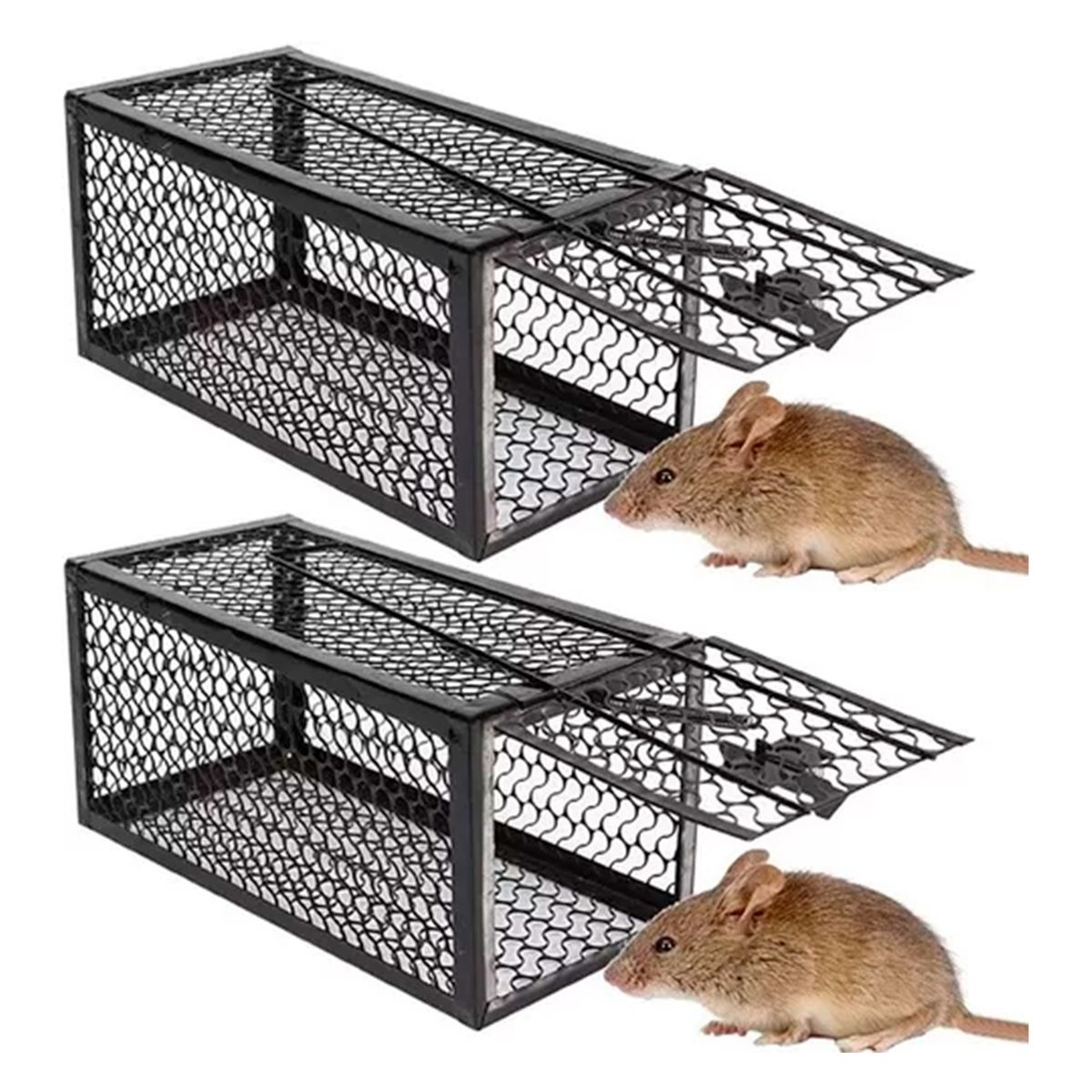 GENERICO - Set 2 Jaula Trampa Ratones Metálico 24cmx11cm