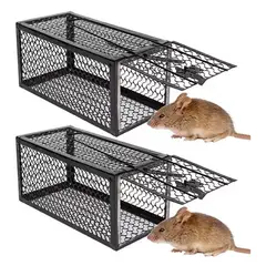GENERICO - Set 2 Jaula Trampa Ratones Metálico 24cmx11cm