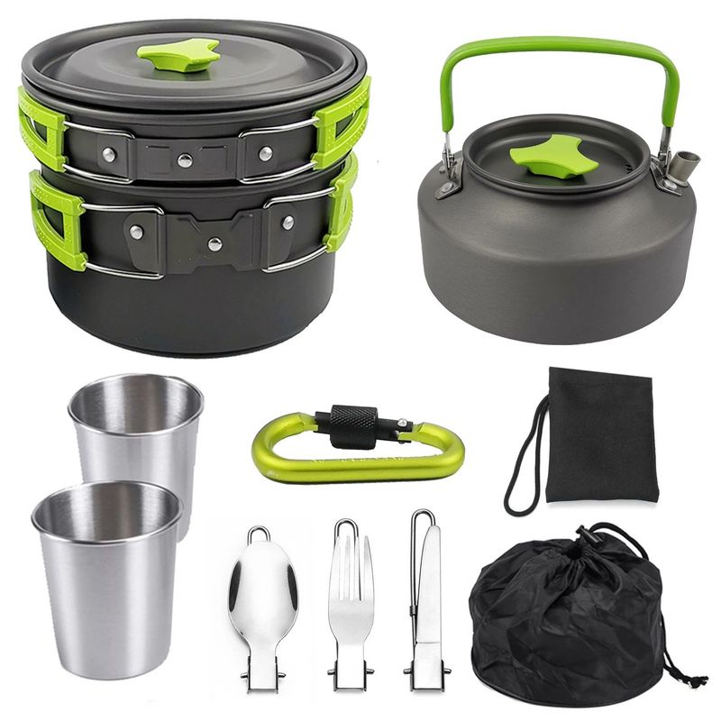 AIZO - Verde Set Ollas Outdoor Camping Cocinilla Utensilios
