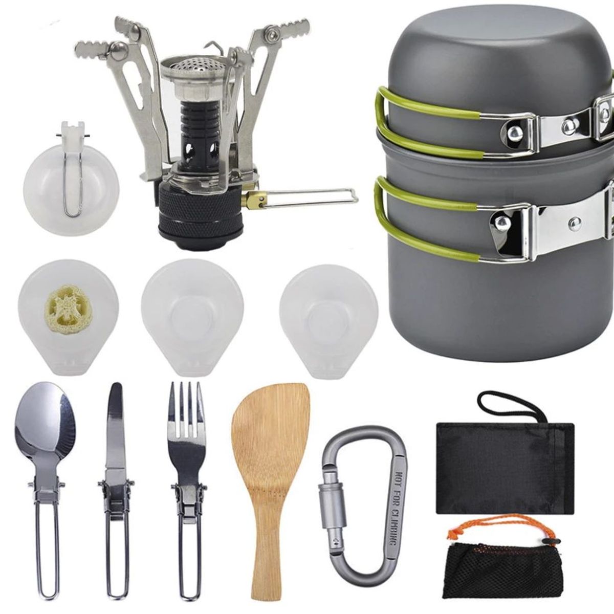 AIZO - 13pcs Set Ollas Camping 13 Piezas Y Cubiertos