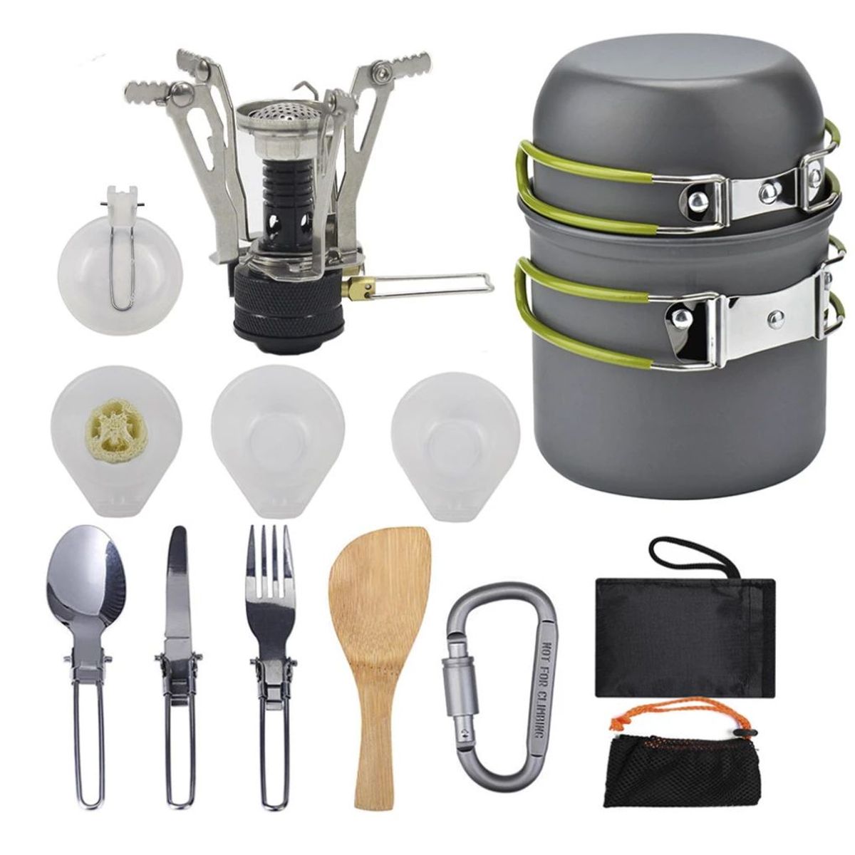 AIZO - 13pcs Set Ollas Camping 13 Piezas Y Cubiertos