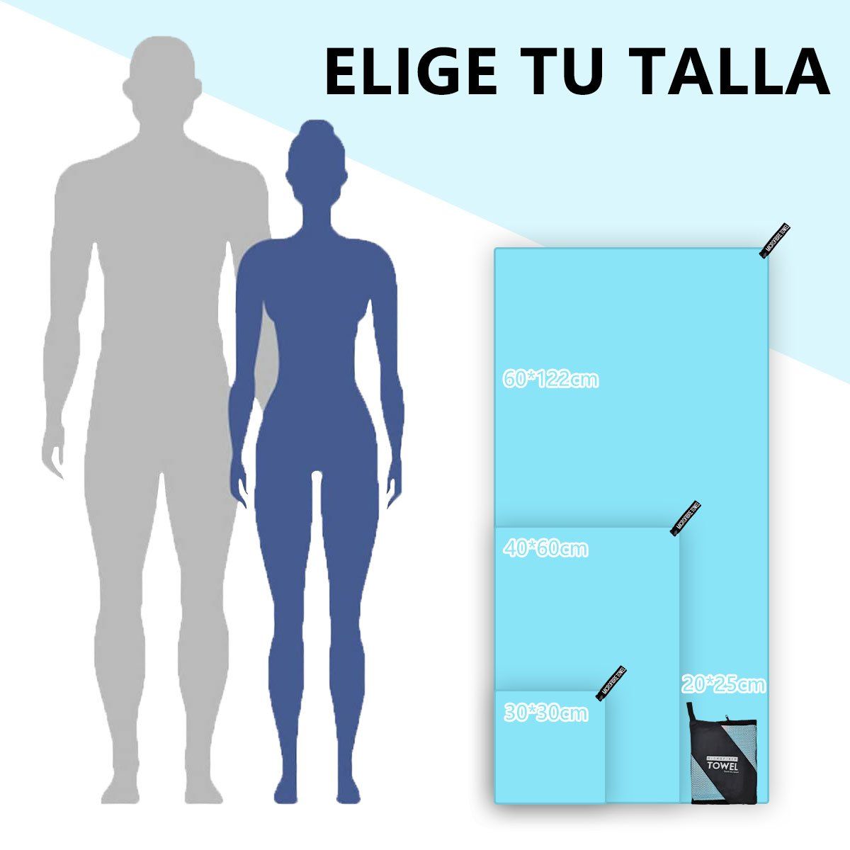 AIZO - Toalla Baño Viaje De Microfibra De Secado Rápido-