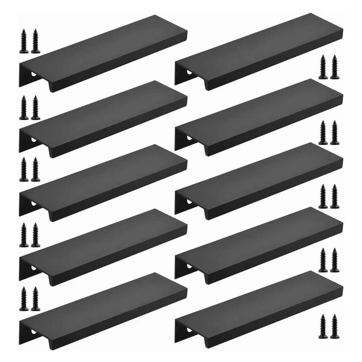 KUANGYE - 15cm Jaladeras Oculta Perfil L Para Cajon Puerta Negro 12pcs