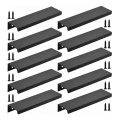 KUANGYE - 15cm Jaladeras Oculta Perfil L Para Cajon Puerta Negro 12pcs