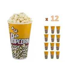 OEM - Pack de 12 Vasos De Plastico Para Cabritas O Popcorn Palomitas 18x11cm