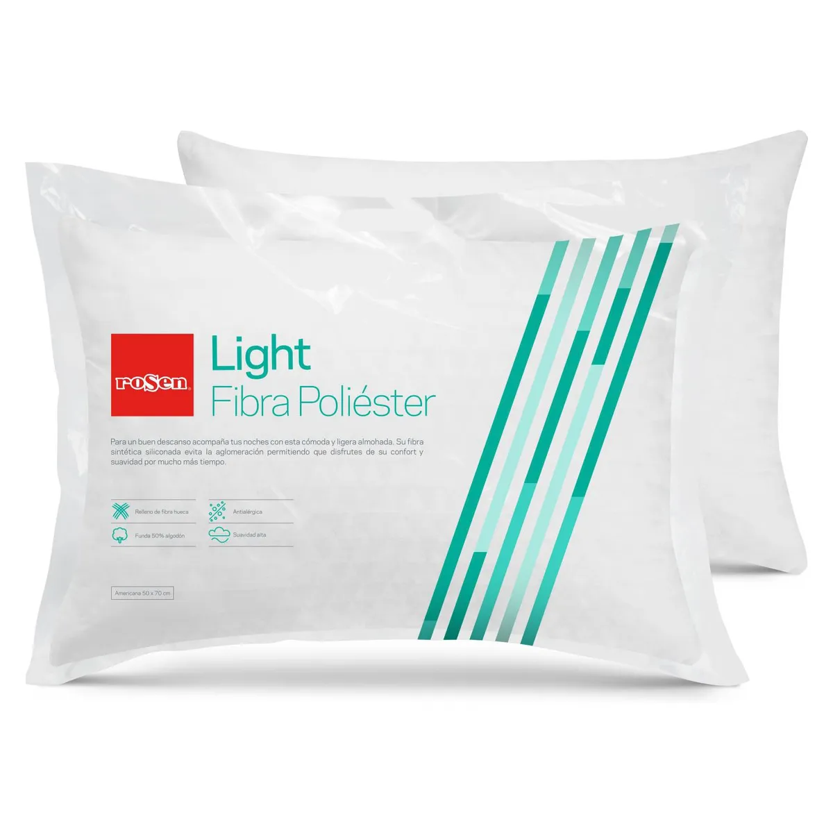 ROSEN - Almohadas Rosen King Pack 2  de Microfibra Light  50x90cm