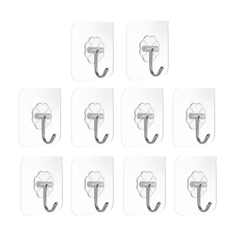 GENERICO - Set 10 Gancho Metálico Con Adhesivo Para Pared