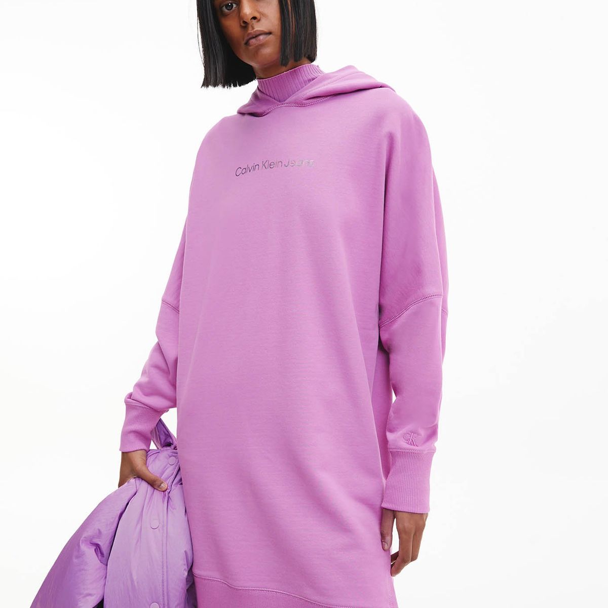 CALVIN KLEIN - Vestido corto estilo sudadera Violeta Calvin Klein