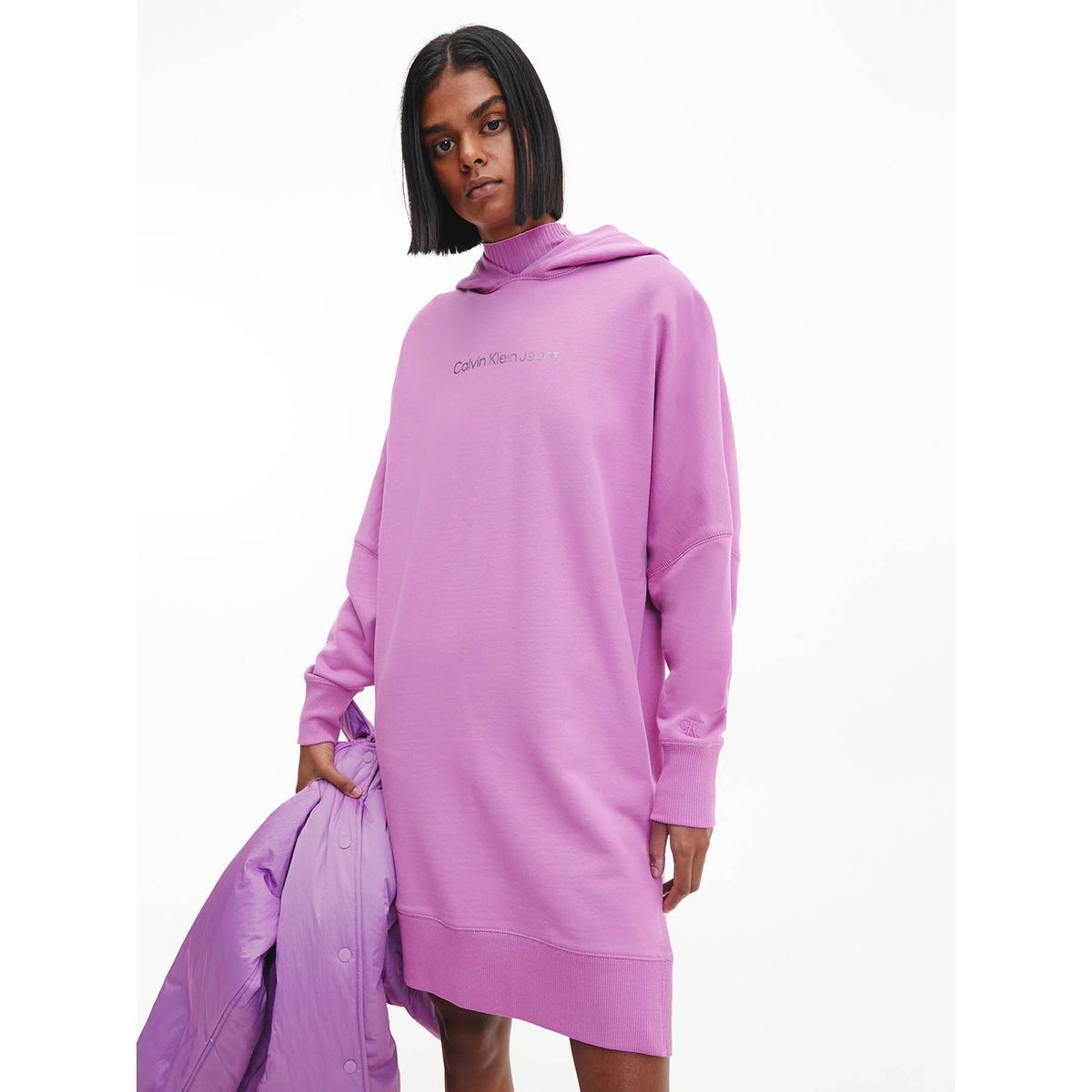 CALVIN KLEIN - Vestido corto estilo sudadera Violeta Calvin Klein