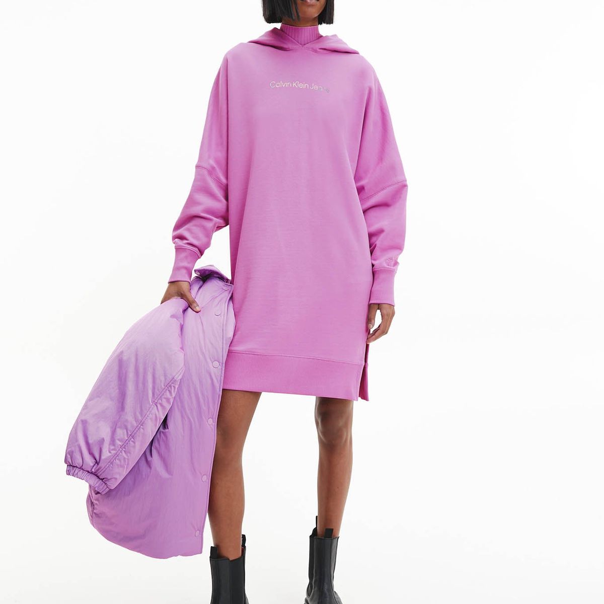 CALVIN KLEIN - Vestido corto estilo sudadera Violeta Calvin Klein