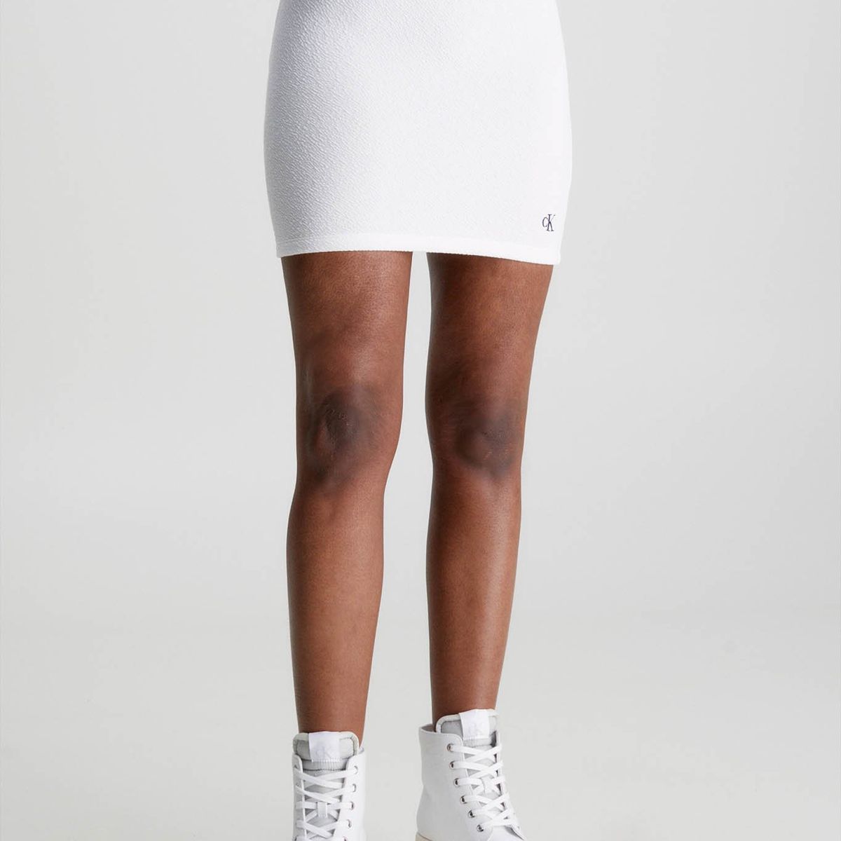 CALVIN KLEIN - Minifalda elástica milrayas Blanco Calvin Klein