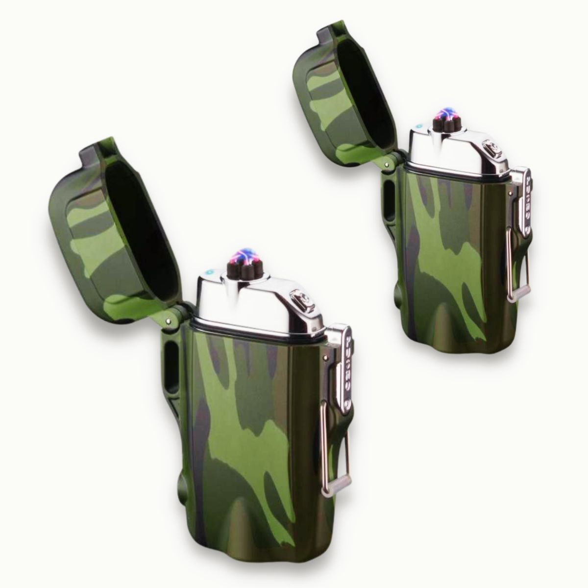 TROPIKA - Encendedor Eléctrico Plasma Outdoor • Recargable • Army • Pack Doble