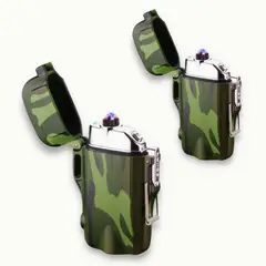 TROPIKA - Encendedor Eléctrico Plasma Outdoor • Recargable • Army • Pack Doble