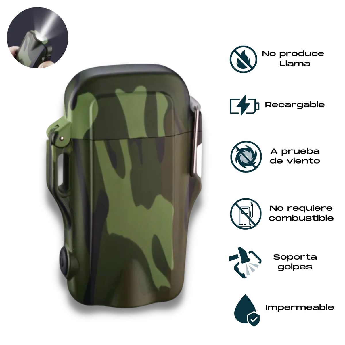 TROPIKA - Encendedor Eléctrico Plasma Outdoor • Recargable • Army • Pack Doble