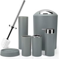 Set Juego De Baño 6 Piezas Accesorios Elegante Gris