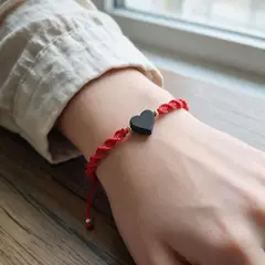 GENERICO - Pulsera Piedra Azabache Natural Amuleto Protección Mal de Ojo