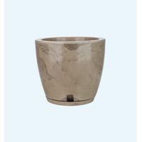 MACETERO BEIGE EFECTO MARMOL AMSTERDAM 28CM ALTO CON PLATO