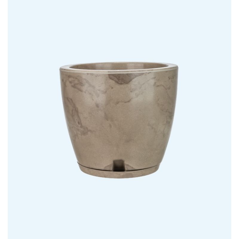FLORIDIS - MACETERO FLORIDIS BEIGE EFECTO MARMOL AMSTERDAM 28CM ALTO CON PLATO