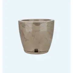 FLORIDIS - MACETERO BEIGE EFECTO MARMOL AMSTERDAM 28CM ALTO CON PLATO