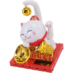 GENERICO - Estatua de Gato de la Fortuna con Diseño Blanco