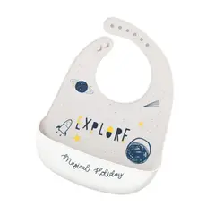 GENERICO - Babero de Silicona para bebé diseño Espacio gris