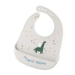 GENERICO - Babero de Silicona para bebé diseño Dino