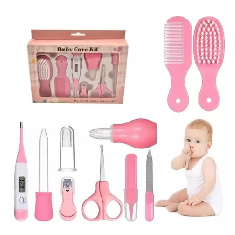GENERICO - Kit 10 Piezas De Aseo Y Cuidado Personal Bebés 228194 Rosa