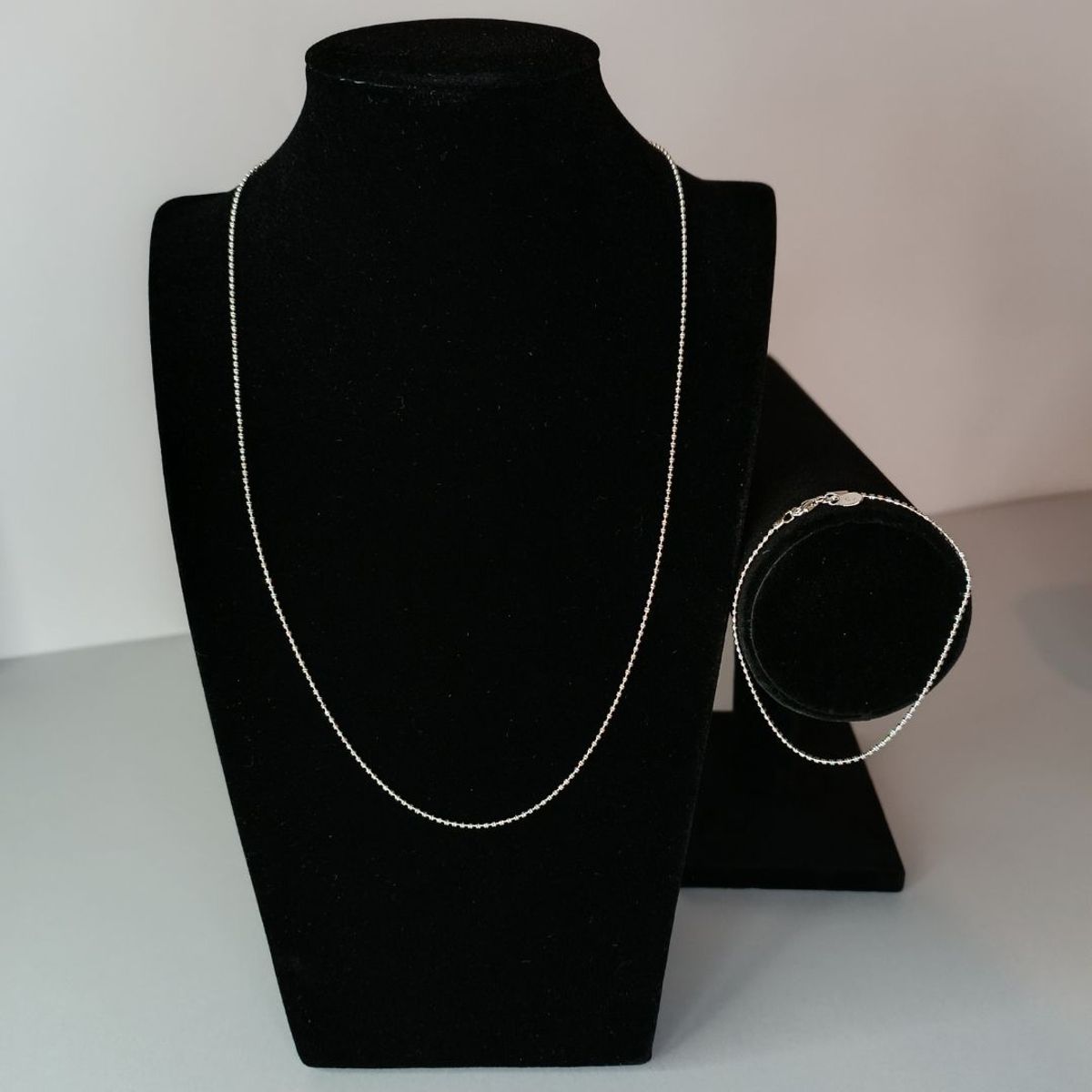 GENERICO - Cadena y pulsera conjunto joyas de plata Abacus Diamond Cut ley 925 50cm Italia