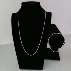 GENERICO - Cadena y pulsera Bamboo Chain 1 conjunto joyas de plata damas Ley 925