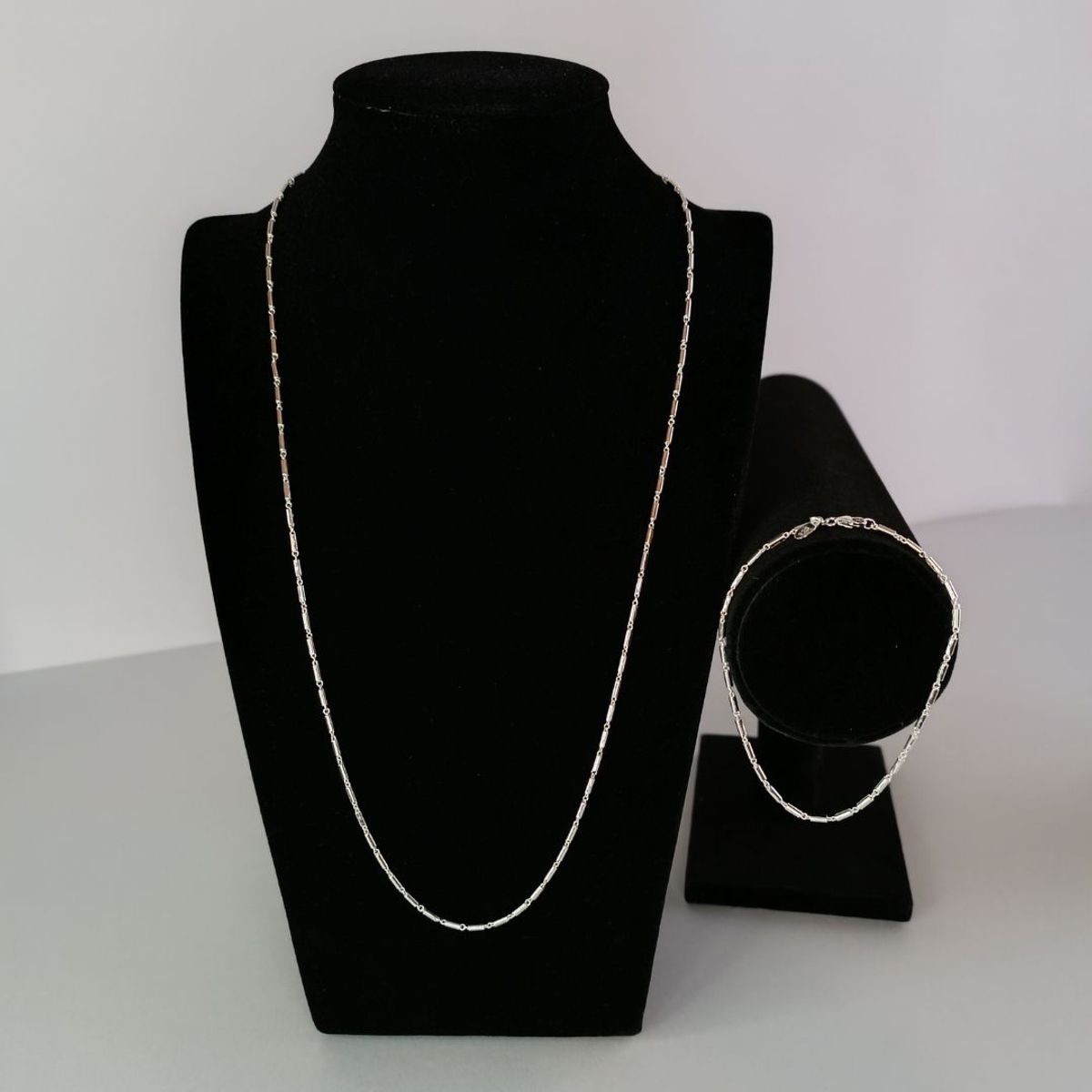 GENERICO - Cadena y pulsera Bamboo Chain 1 conjunto joyas de plata damas Ley 925