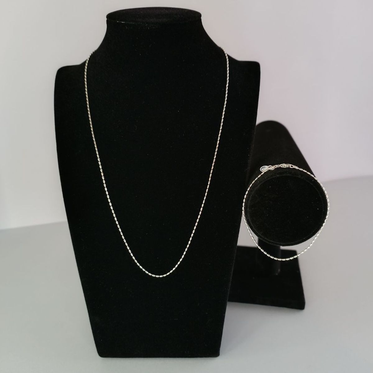 GENERICO - Cadena y pulsera Cylinder Diamond Cut conjunto joyas de plata dama Ley 925