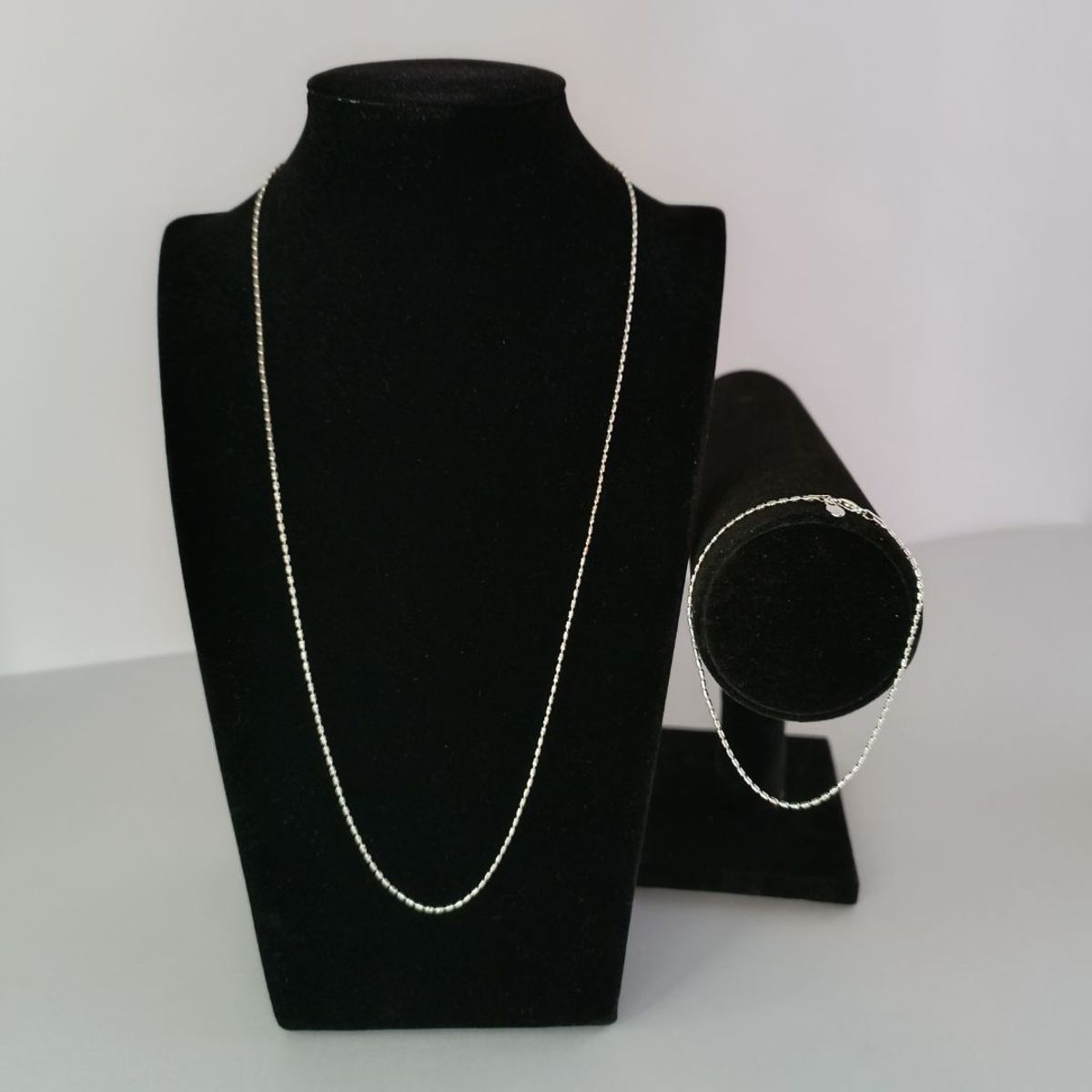 GENERICO - Cadena y pulsera Cylinder Diamond Cut conjunto joyas de plata dama Ley 925