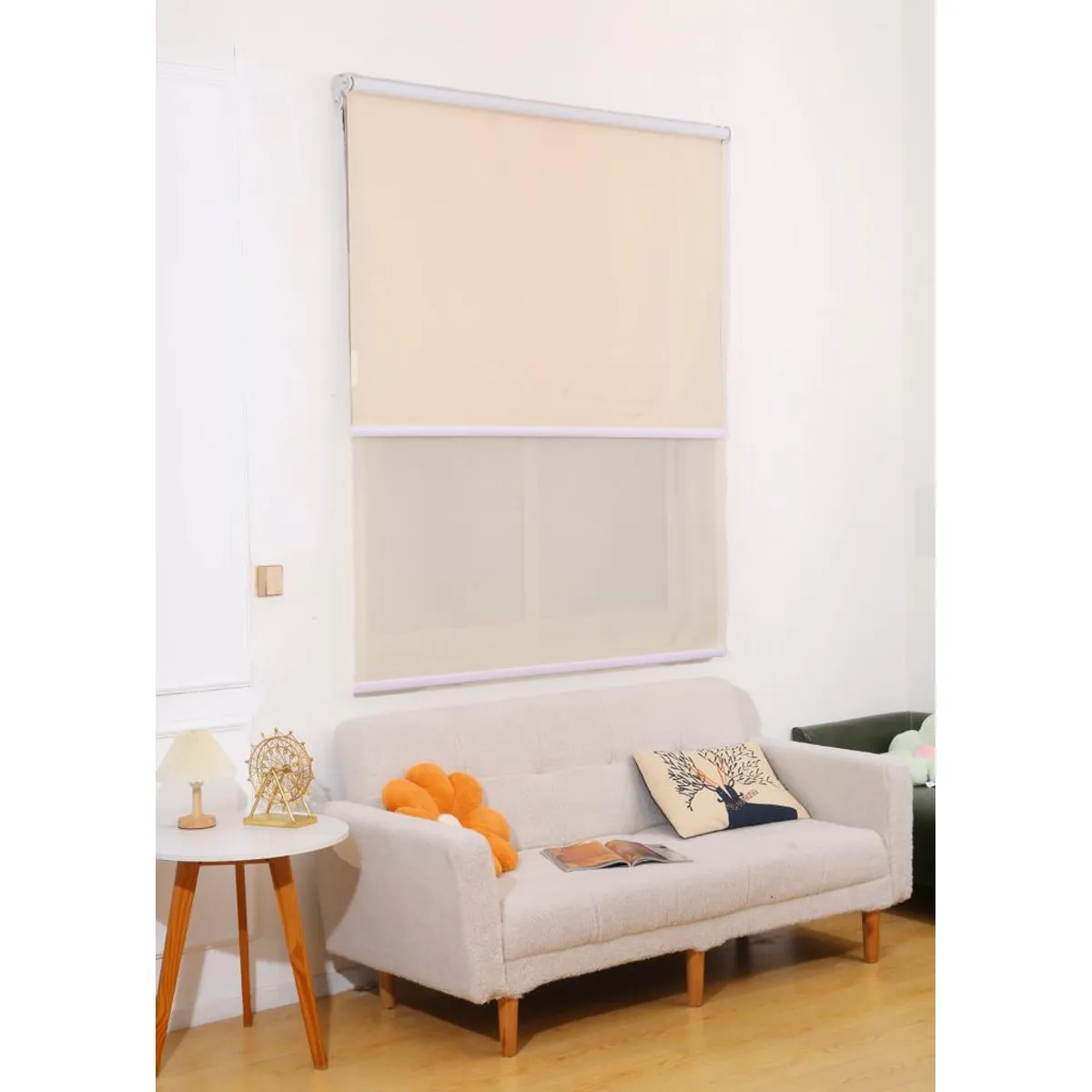 GENERICO - Cortina Roller doble visillo mas black out 150x200cm beige