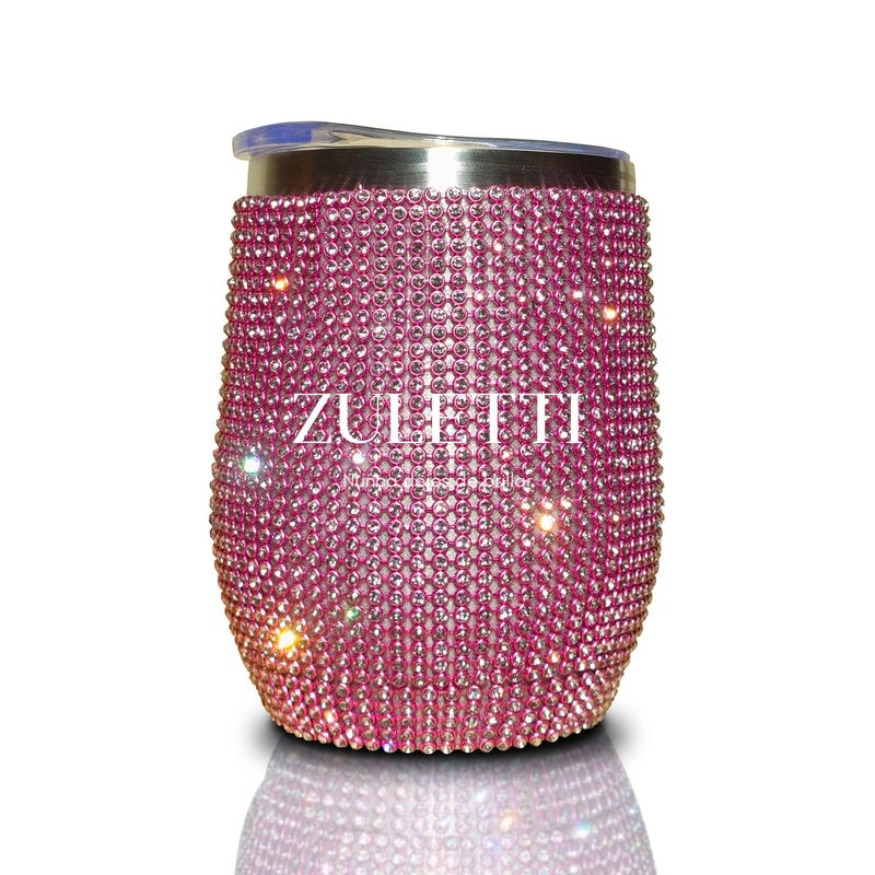 GENERICO - Vaso térmico Zuletti con brillos, tazón brillante 355 ml - Rosado.