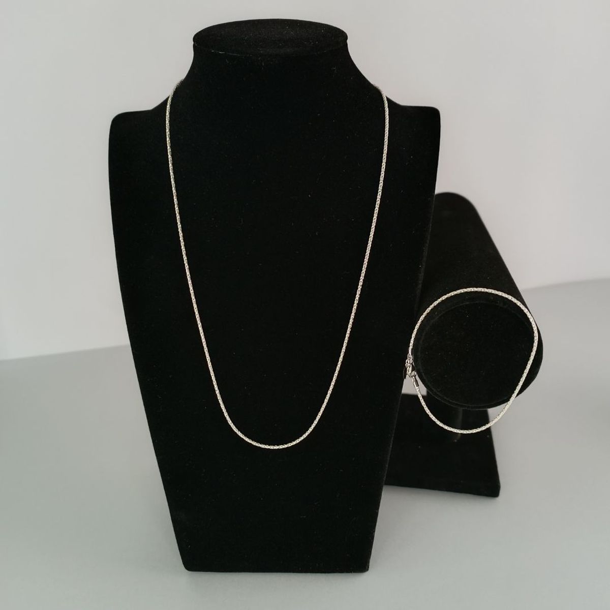 GENERICO - Cadena y pulsera conjunto joyas de plata Diamond Cut Rope ley 925 50cm Italia