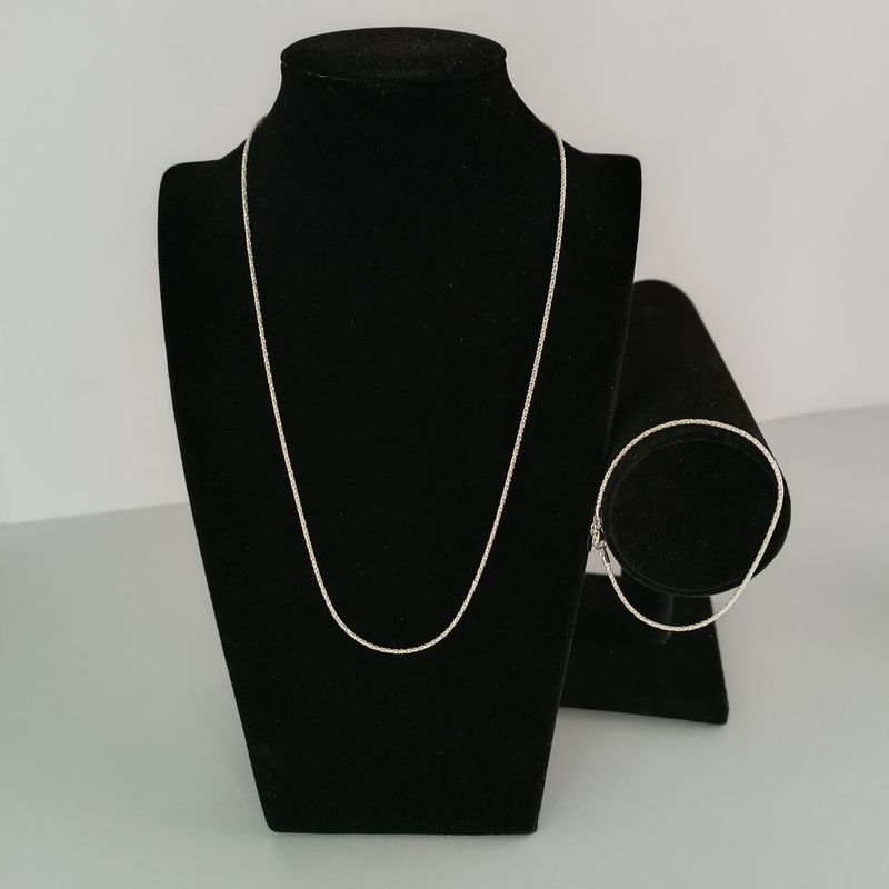 GENERICO - Cadena y pulsera conjunto plata Diamond Cut Rope ley 925 50cm Italia