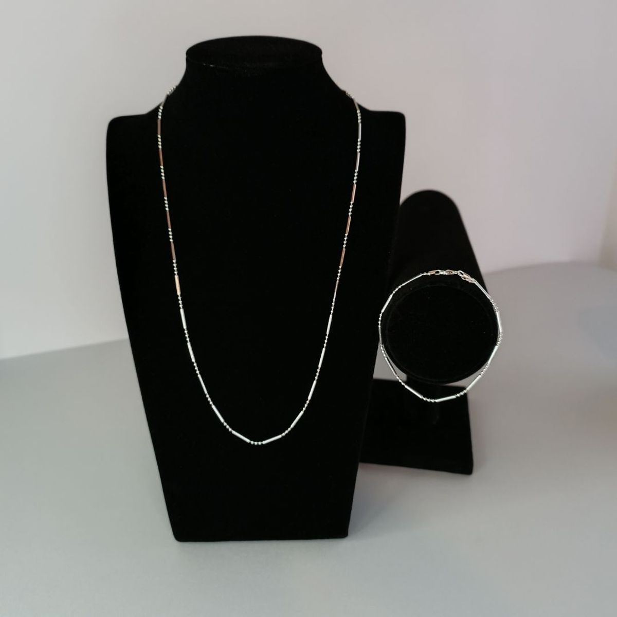 GENERICO - Conjunto 1 cadena y pulsera Mix Ball 3 Diamond Cut plata damas Ley 925