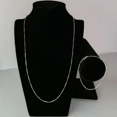 GENERICO - Conjunto 2 cadena y pulsera Mix Ball 3 Diamond Cut plata damas Ley 925