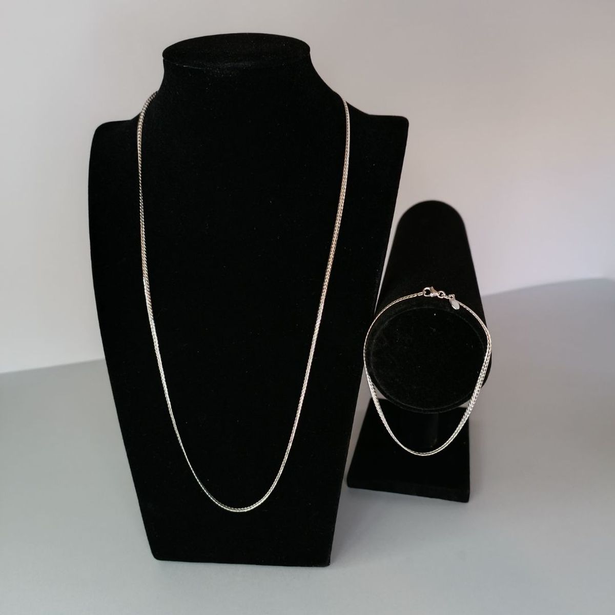 GENERICO - Cadena y pulsera conjunto joyas de plata Oval Curb ley 925 55cm Italia