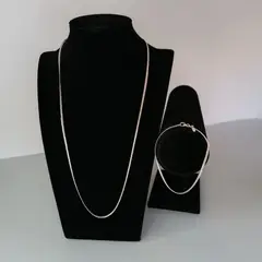 GENERICO - Cadena y pulsera conjunto joyas de plata Oval Curb ley 925 55cm Italia