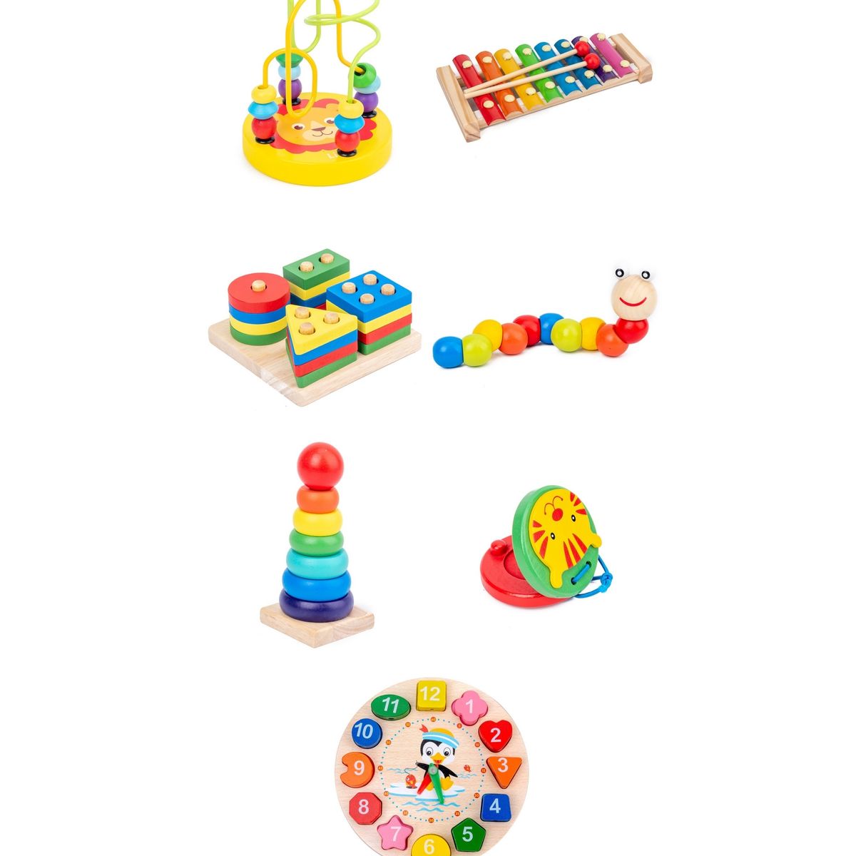 ZG STORE - Juguetes Didácticos De Madera Niños Estimulación Pack 7u