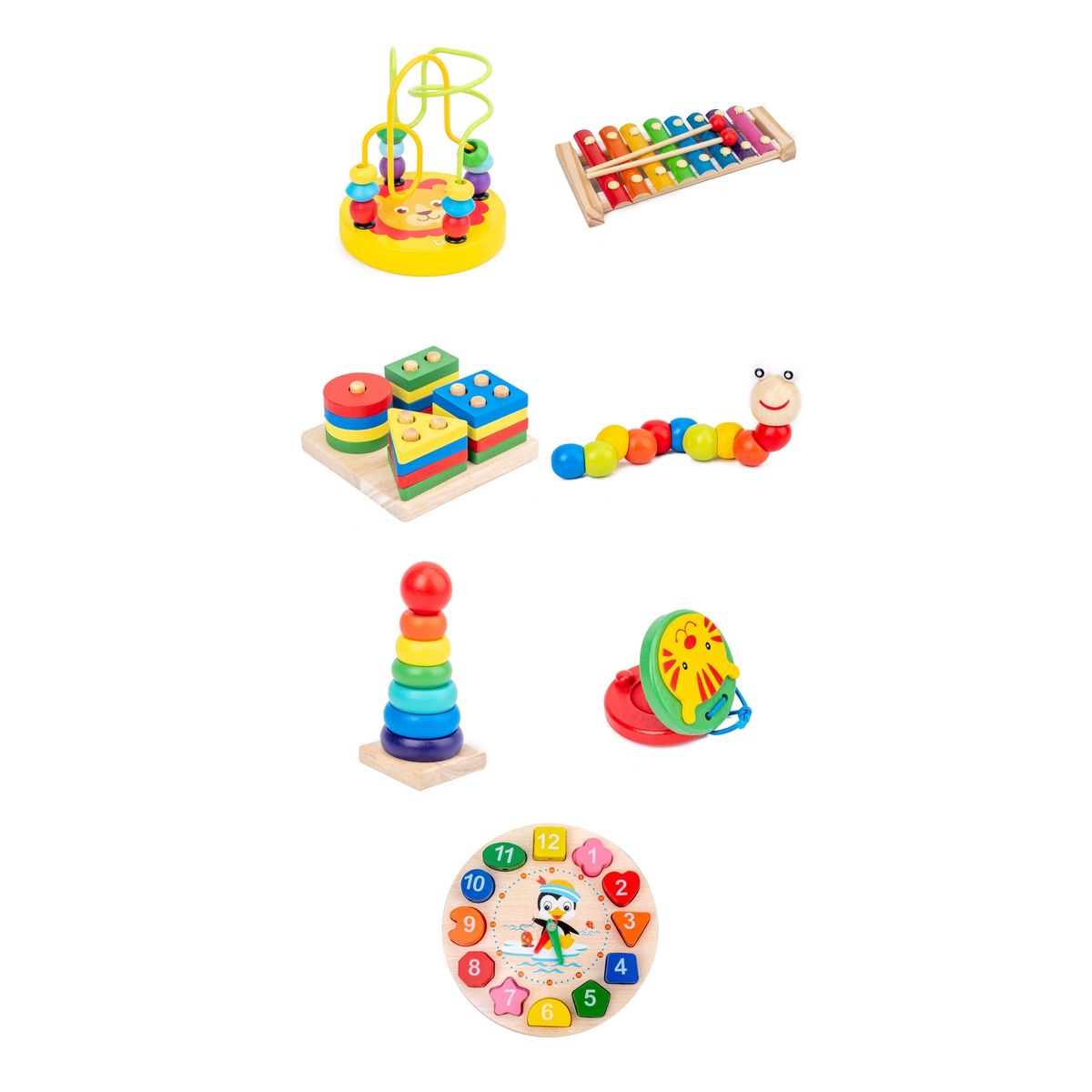 ZG STORE - Juguetes Didácticos De Madera Niños Estimulación Pack 7u