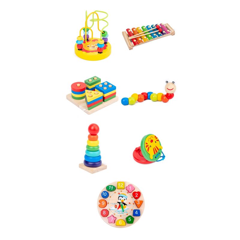 GENERICO - Juguetes Didácticos De Madera Niños Estimulación Pack 7u