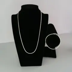 GENERICO - Conjunto 1 cadena y pulsera Round Fox Tail joya de plata damas Ley 925