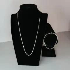 GENERICO - Cadena y pulsera conjunto joyas de plata Single Hammered ley 925 50cm Italia