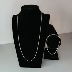 GENERICO - Cadena y pulsera conjunto joyas de plata Single Hammered ley 925 55cm Italia