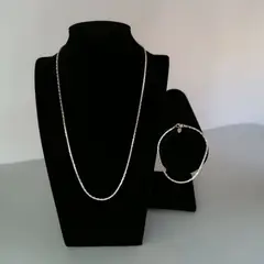 GENERICO - Cadena y pulsera conjunto joyas de plata Single Square ley 925 50cm Italia