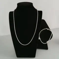 GENERICO - Cadena y pulsera conjunto joyas de plata Spiga Design ley 925 50cm Italia