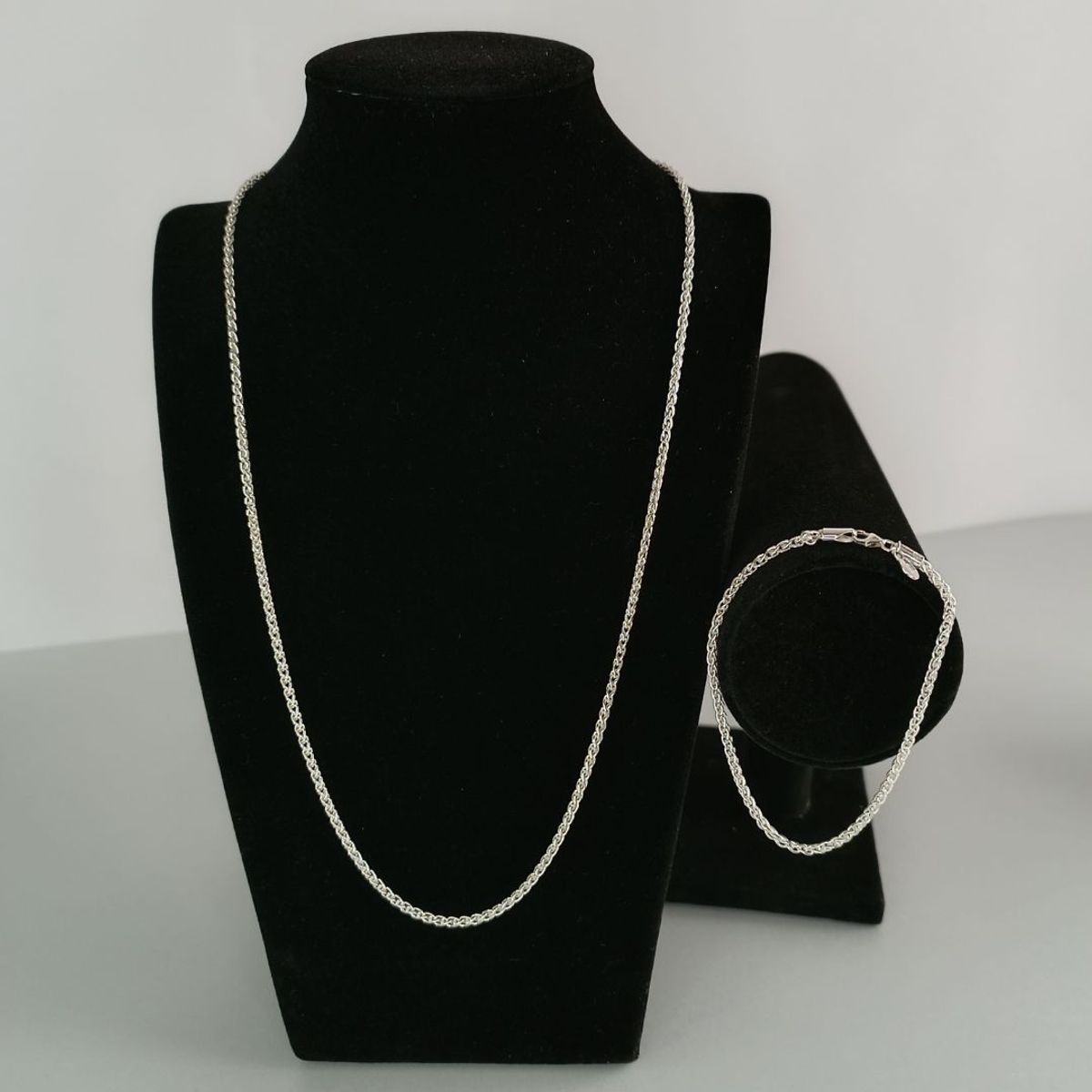 GENERICO - Cadena y pulsera conjunto joyas de plata Spiga Design ley 925 55cm Italia